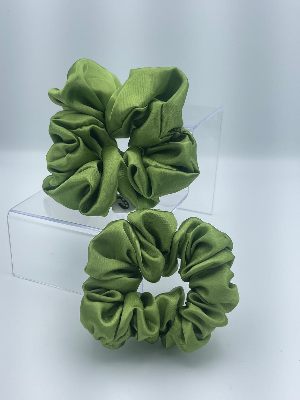 Handmade Satin Scrunchie - Olive Green