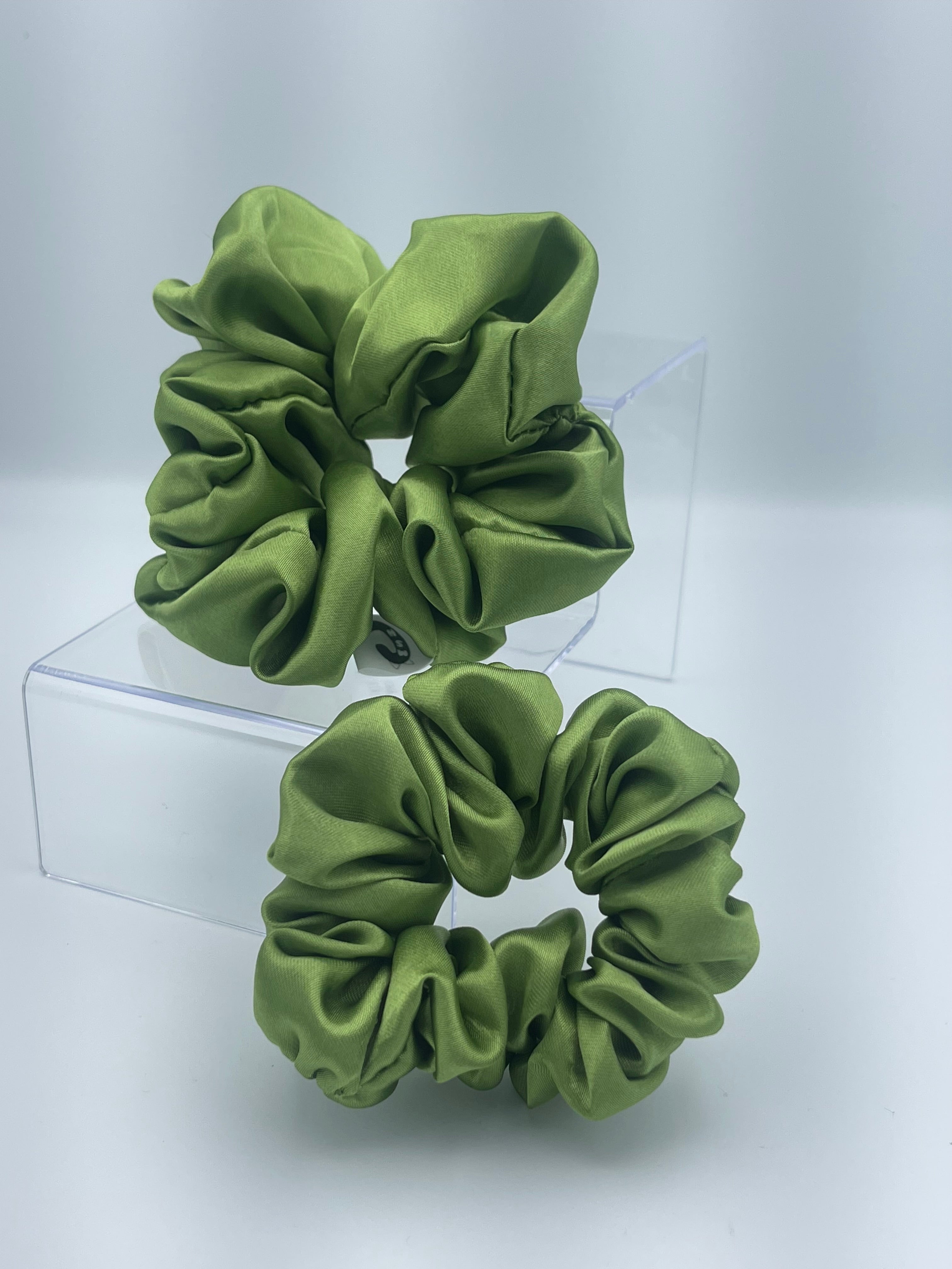 Handmade Satin Scrunchie - Olive Green