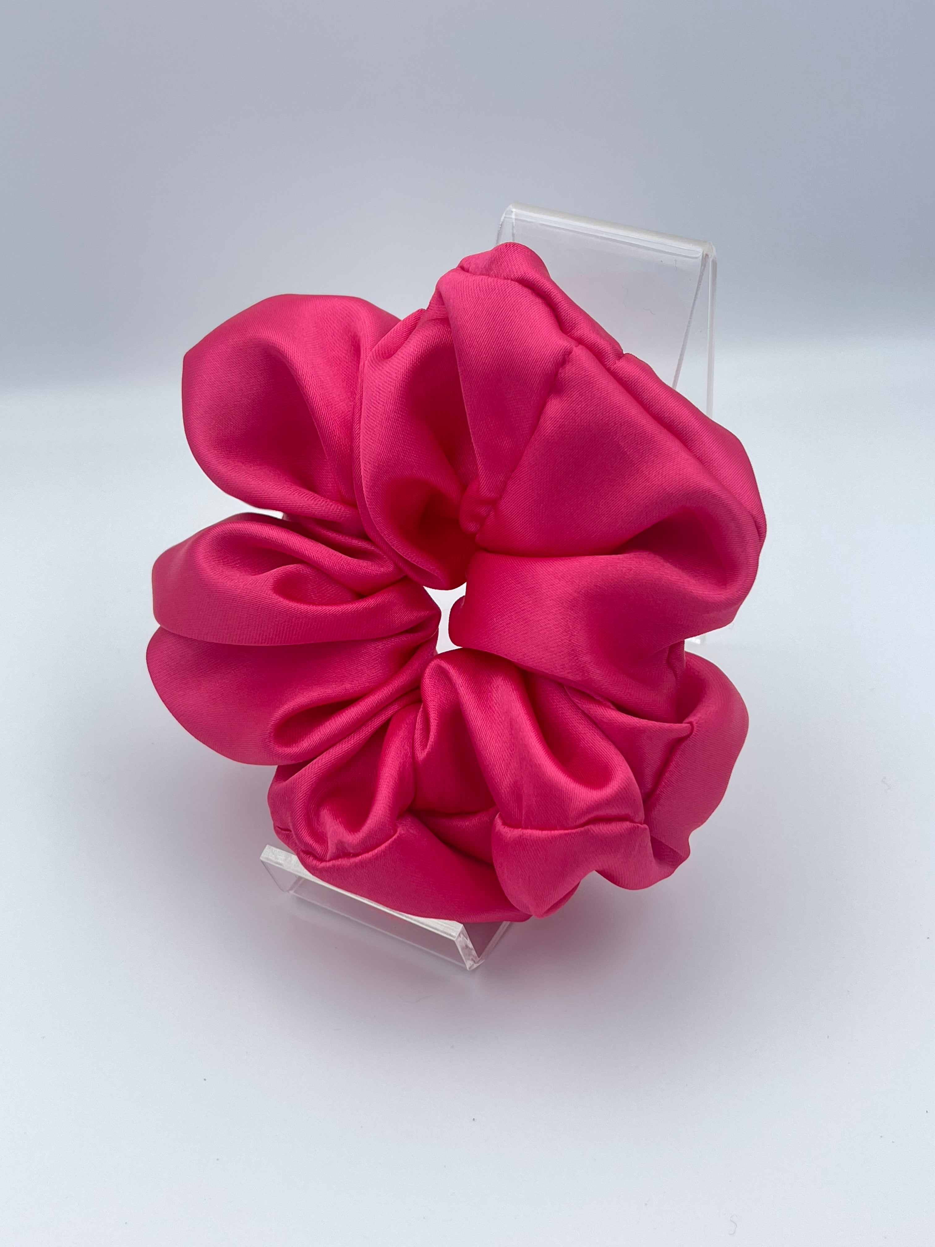 Handmade Satin Scrunchie - Fuchsia Pink