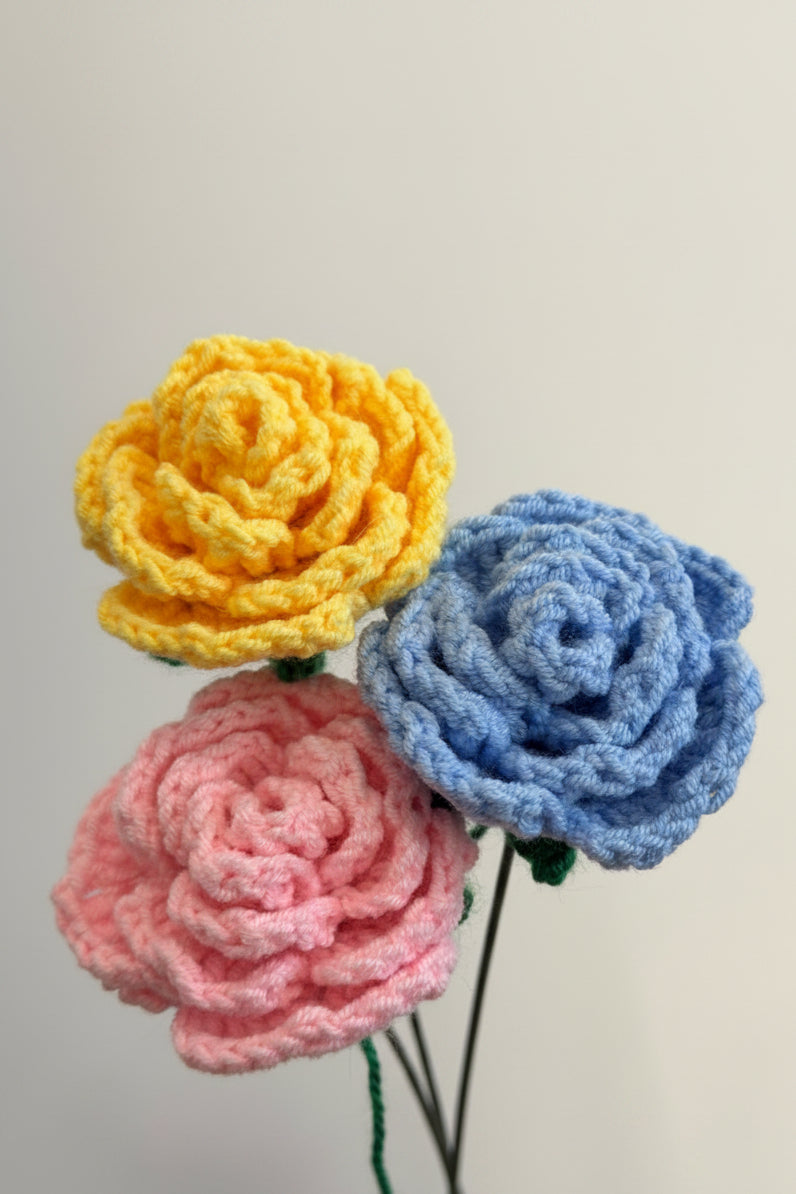 Handmade Crochet Cappuccino Rose 🌸 — Single Stem