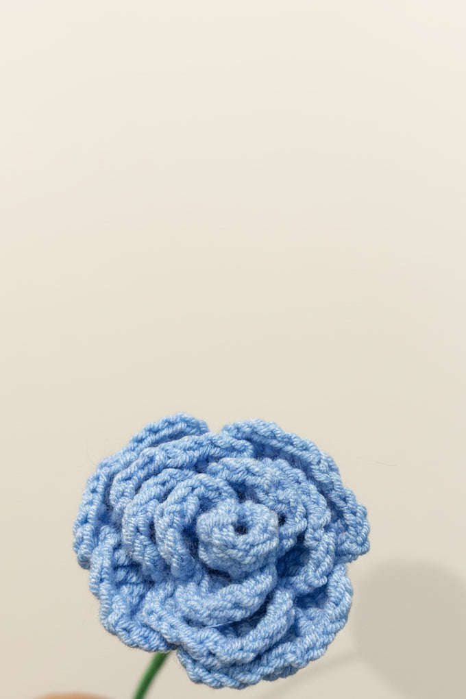 Handmade Crochet Cappuccino Rose 🌸 — Single Stem