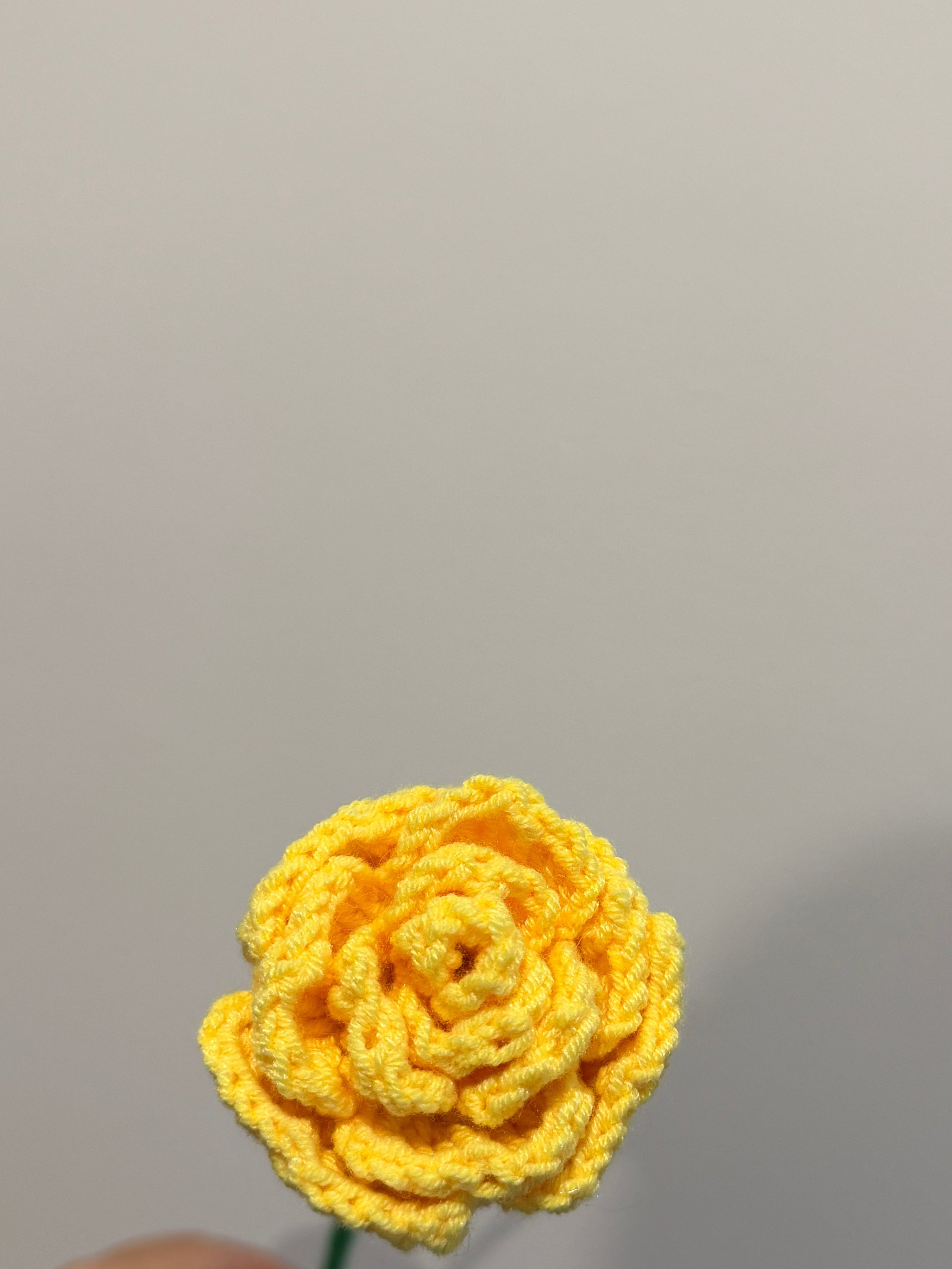 Handmade Crochet Cappuccino Rose 🌸 — Single Stem