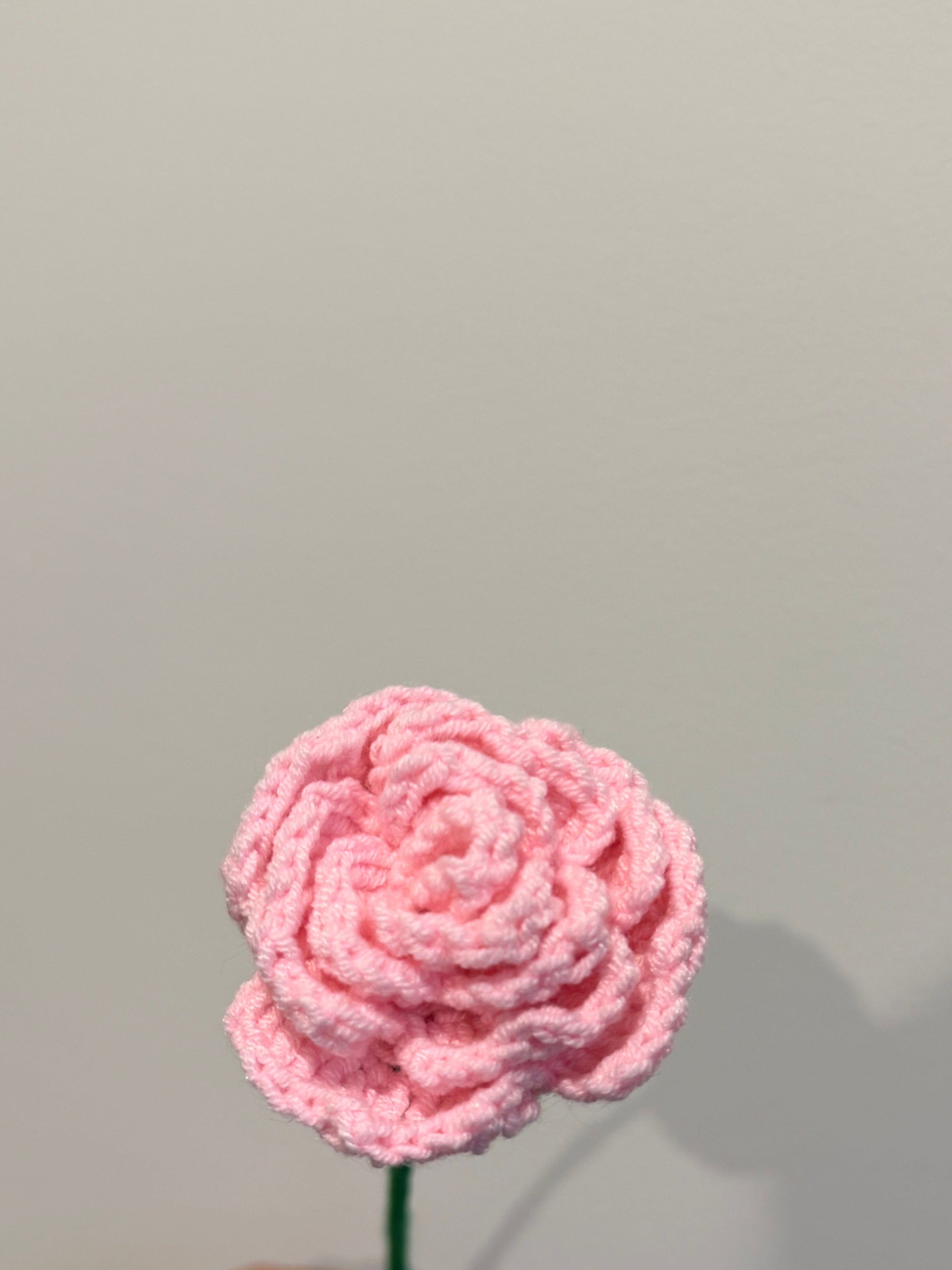 Handmade Crochet Cappuccino Rose 🌸 — Single Stem