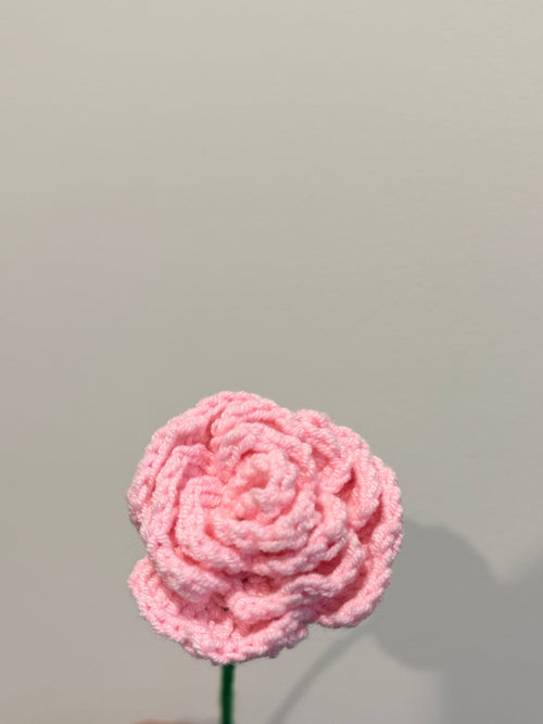 Handmade Crochet Cappuccino Rose 🌸 — Single Stem